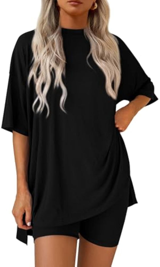 Damen lässiges Sport-T-Shirt mit Shorts im Set R&B