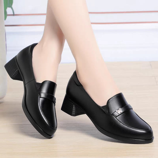 Damen Elegante Mokassins mit modischem Kettendetail und komfortablem Blockabsatz R&B