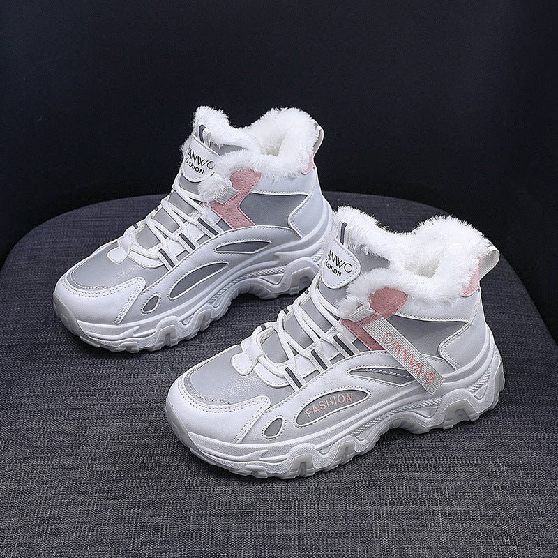 Damen modische Winter Sneakers mit kuscheligem Innenfutter und robustem Profil R&B