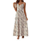 Damen Maxikleid mit elegantem V-Ausschnitt und tierischem Druck R&B