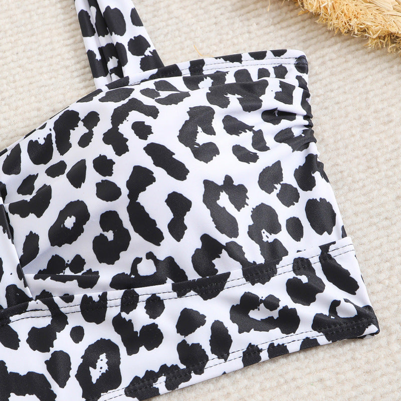 Damen Triangel-Bikini mit modischem Leopardenmuster und durchdachten Trägerdetails R&B