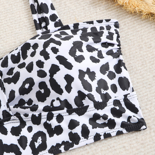 Damen Triangel-Bikini mit modischem Leopardenmuster und durchdachten Trägerdetails R&B