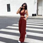Damen Zweiteiliges Set mit tailliertem Top und weiten Hosen R&B