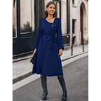 Damen Elegant geschnittenes Kleid mit Taillengürtel R&B