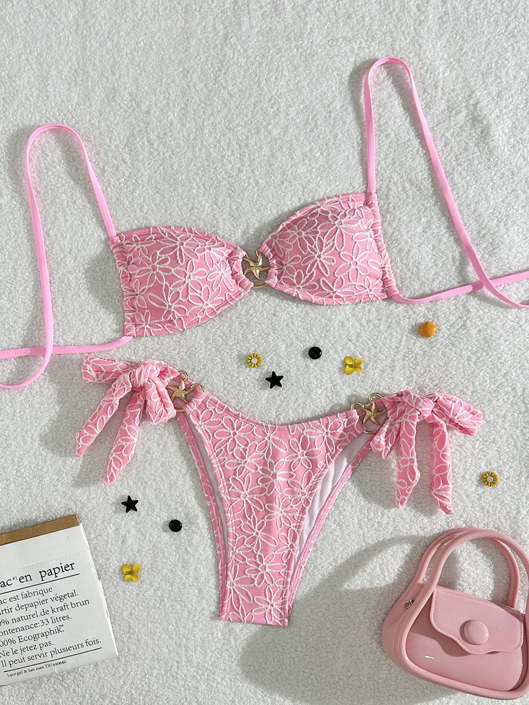 Damen Push-Up Bikini mit verspielten Blütenakzenten R&B