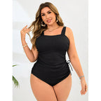 Damen Einteiliger Badeanzug mit raffiniertem Rippdesign und verstellbaren Seiten
