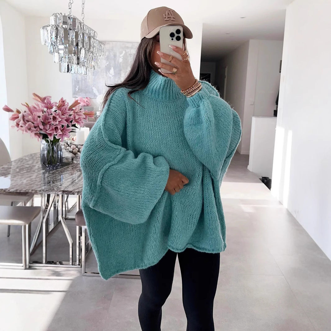 Damen lässiger Oversize Pullover mit hohen Ärmeln und unkonventionellem Schnitt R&B
