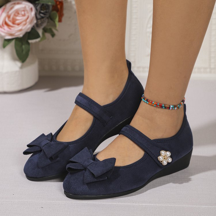 Damen Ballerinas mit dekorativer Schleifenapplikation und komfortablem Wedge-Absatz R&B