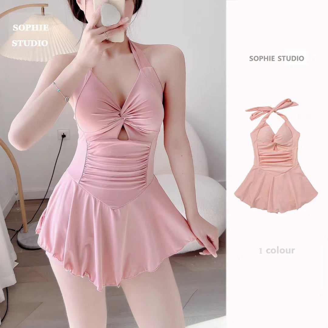 Damen Einteiler Badeanzug mit modischem Wickeldesign und geschmackvollem Cut-Out R&B