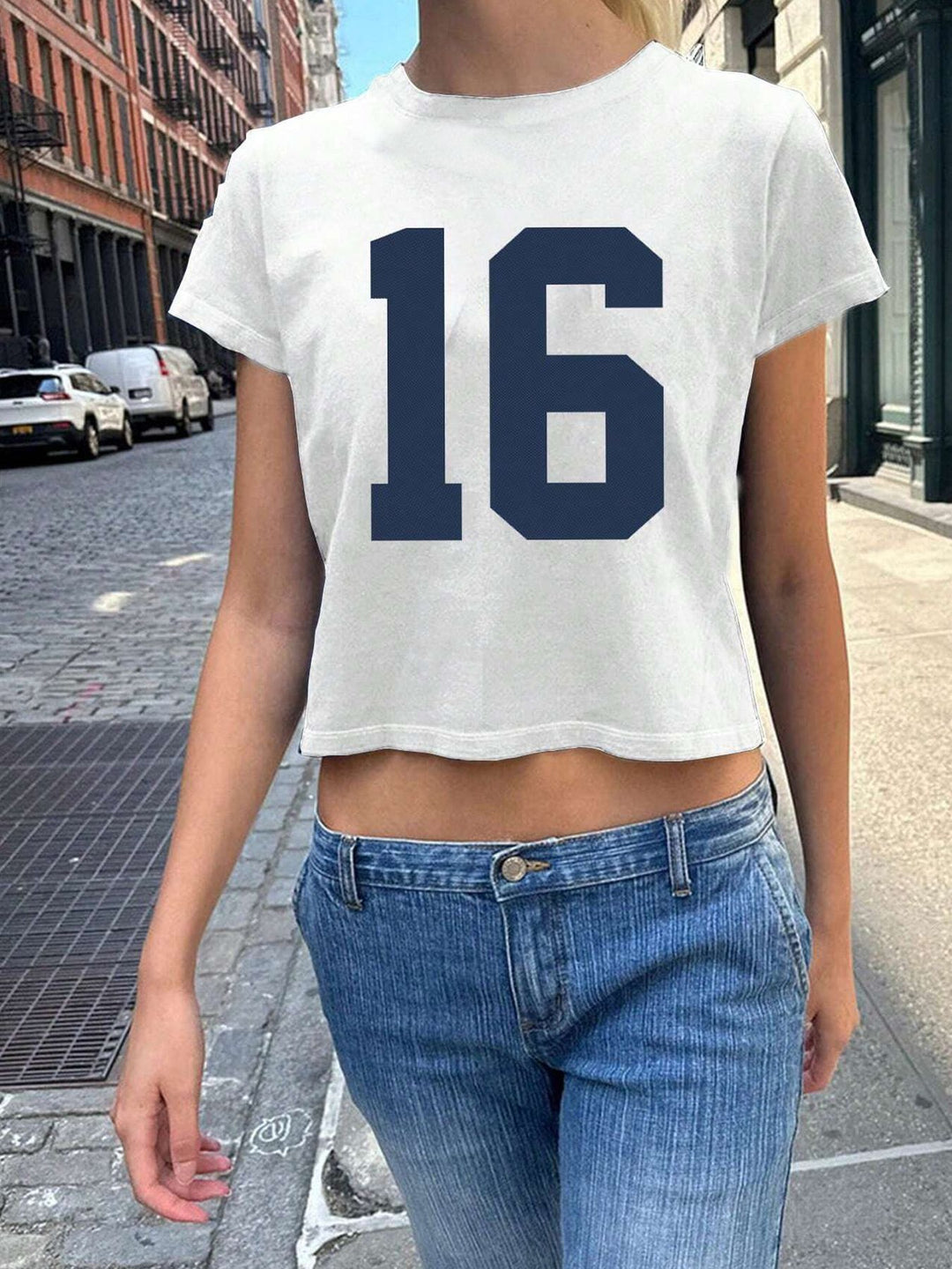 Damen Crop-T-Shirt mit künstlerischem Blutdruck-Design R&B