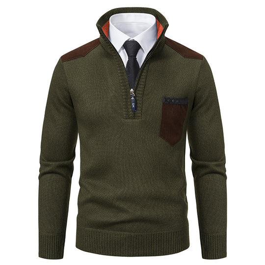 Herren lässiger Pullover mit halbem Reißverschluss und modernem Kragen R&B