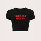 Damen Crop-T-Shirt mit auffälligem Schriftzug und figurbetontem Design R&B