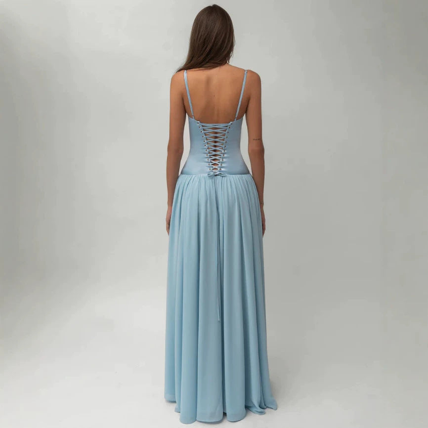 Damen nan modellierendes Bustier-Abendkleid mit vorgeformter Miederkonstruktion und weitfallendem Chiffon-Tellerrock R&B