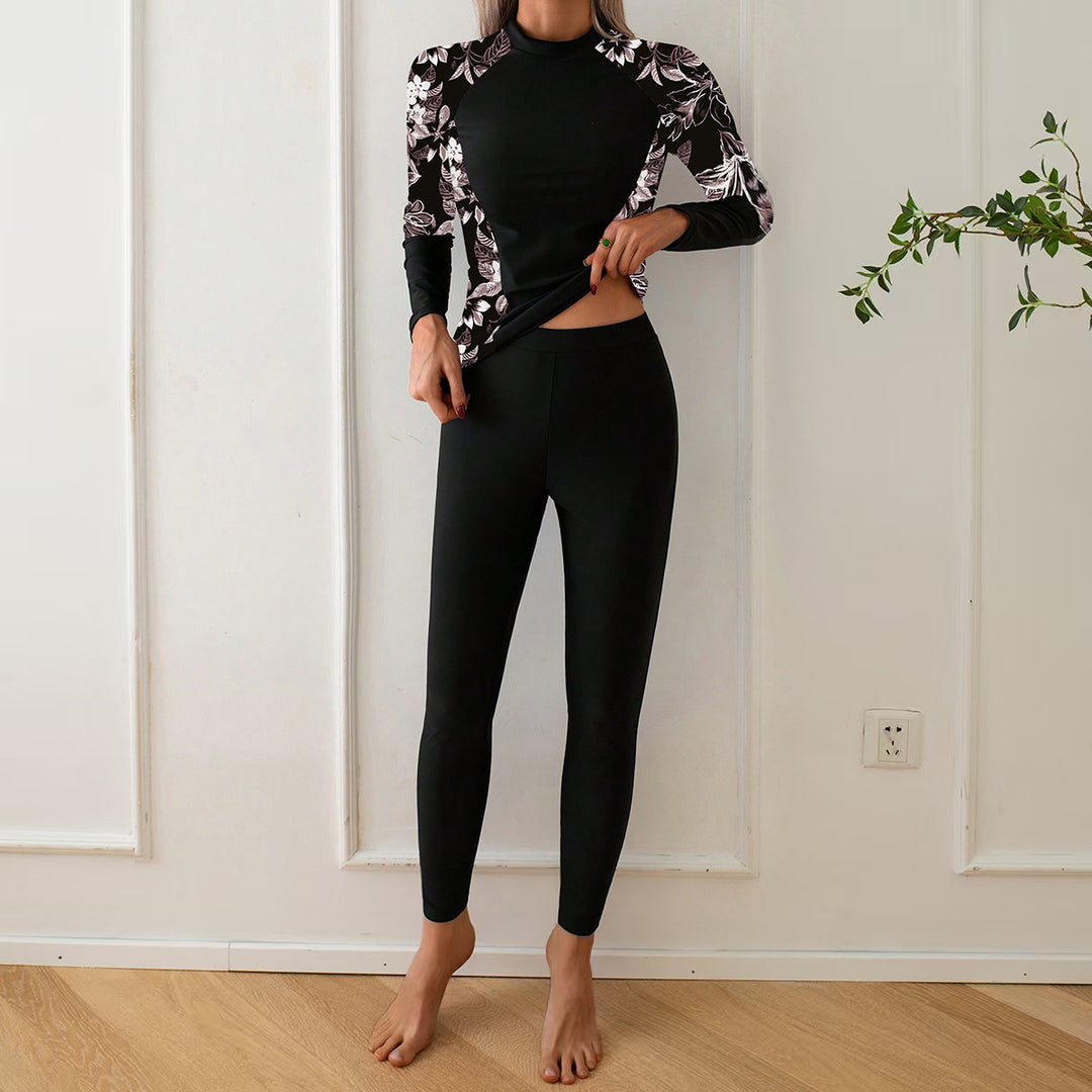 Damen Langarm Rashguard mit floralem Design R&B