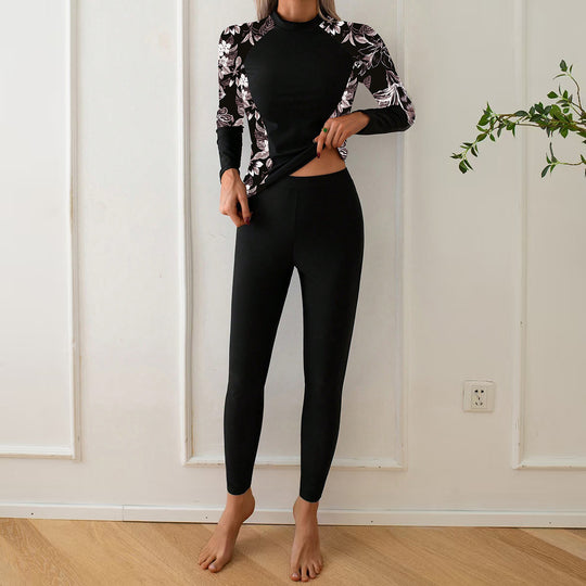 Damen Langarm Rashguard mit floralem Design R&B