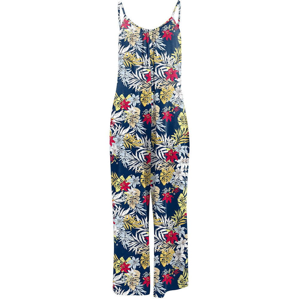Damen Lässiger Jumpsuit mit floralem Design und weitem Bein R&B