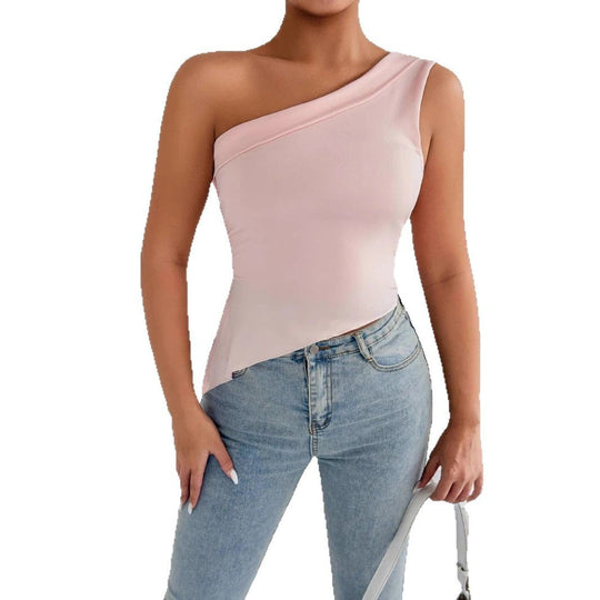 Damen asymmetrisches Top mit schulterfreiem Design und eleganter Drapierung R&B