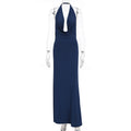 Damen elegantes Maxikleid mit einzigartigem Halterhalsschnitt R&B