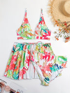Damen Bikini-Set mit fließendem Rock und verspieltem Print R&B