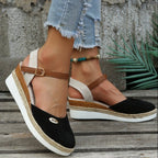 Damen Wedge-Sandalen mit geflochtenem Riemendesign und komfortablem Fußbett R&B
