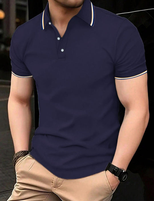 Herren Poloshirt mit modernem Kragen und sportlichem Schnitt R&B