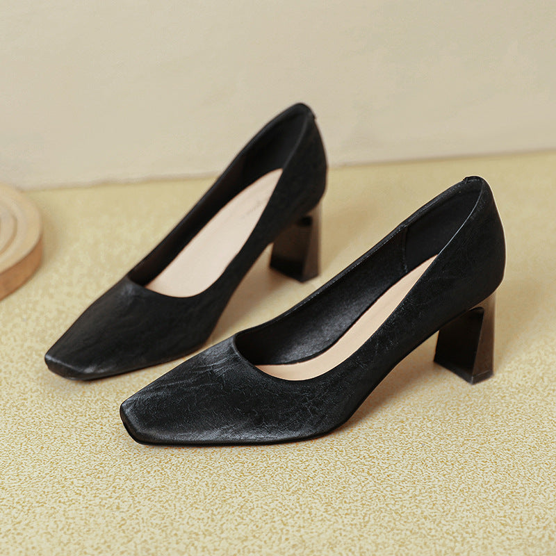 Damen Blockabsatz-Pumps mit quadratischer Zehenform und luxuriöser Oberfläche R&B