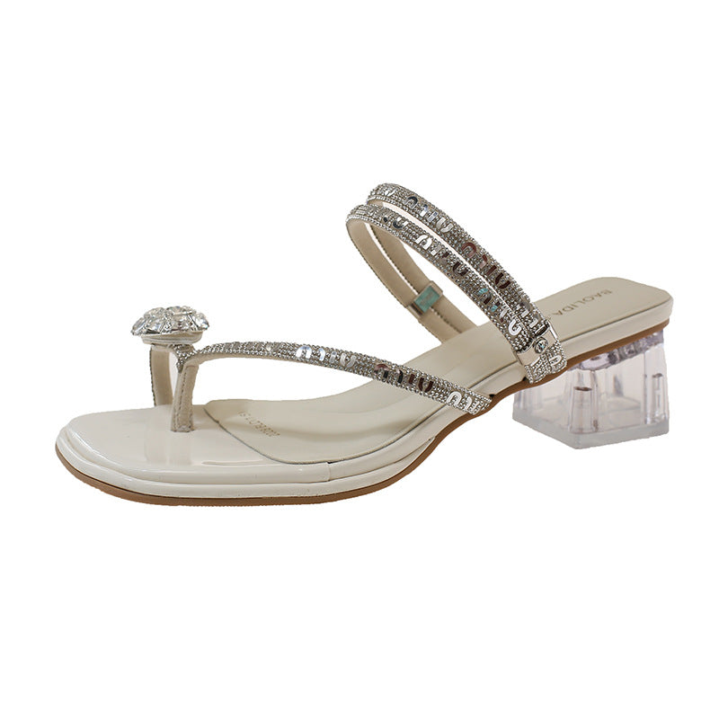 Damen Glamouröse Riemchen-Sandalen mit funkelndem Absatz