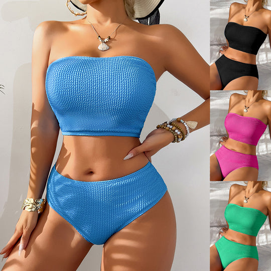 Damen Bandeau Bikini mit strukturiertem Design R&B