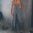 Damen Lockere Jumpsuit mit Animal-Print und praktischen Taschen R&B