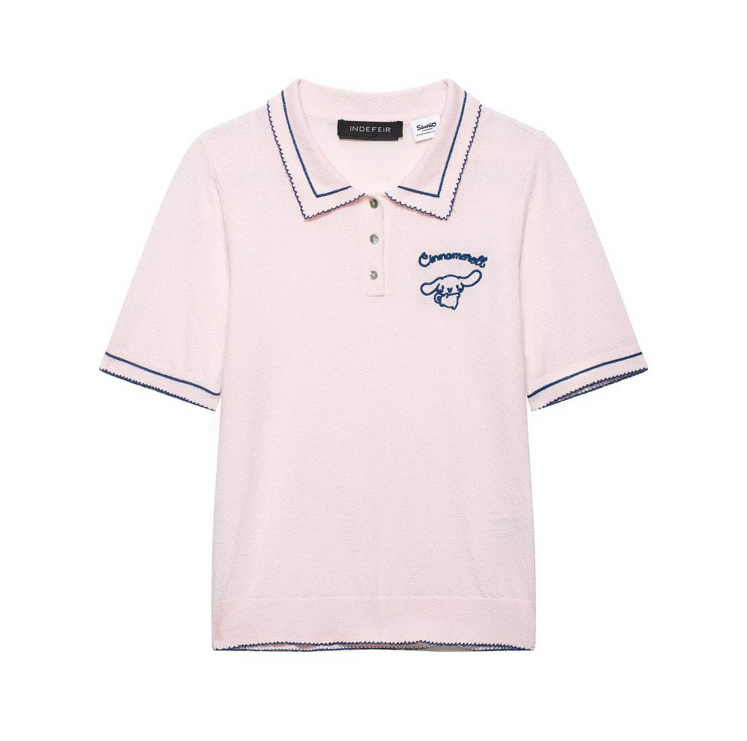 Damen Polo-Shirt mit feiner Struktur und gesticktem Motiv R&B