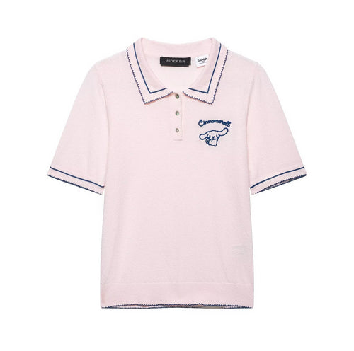 Damen Polo-Shirt mit feiner Struktur und gesticktem Motiv R&B
