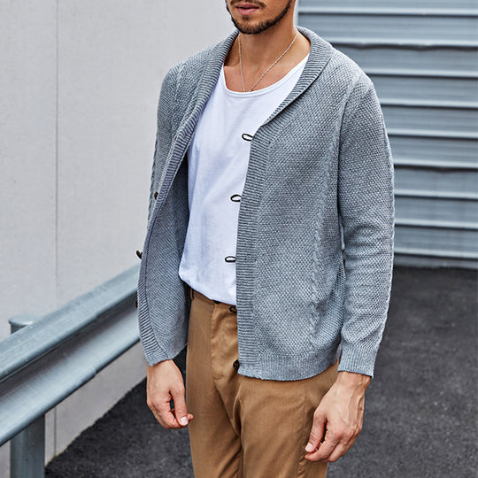Herren lässiger Strickcardigan mit raffinierter Struktur und offenem Schnitt R&B