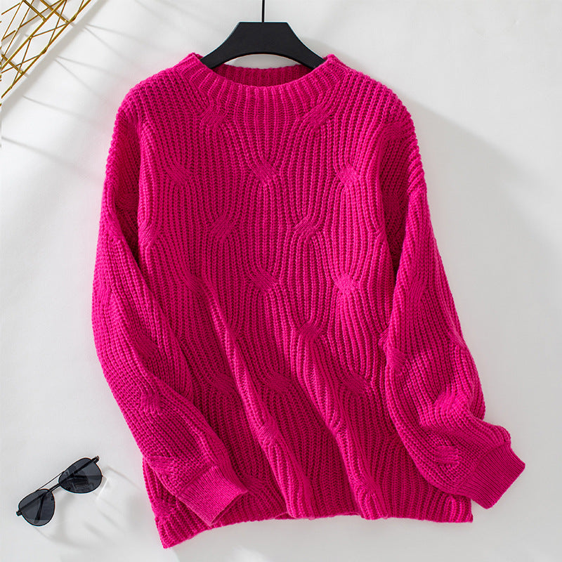 Damen Grobstrickpullover mit auffälligem Wellenmuster R&B