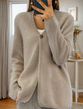Damen Strickjacke mit strukturiertem Design und elegantem Knopf