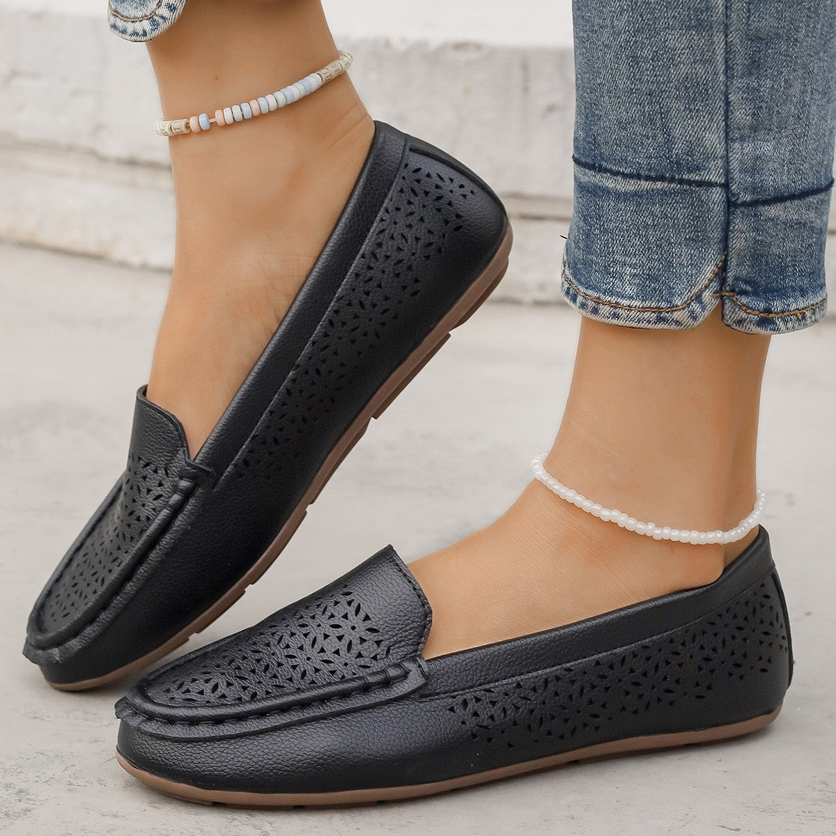 Damen slip-on Loafers mit durchbrochenem Design R&B