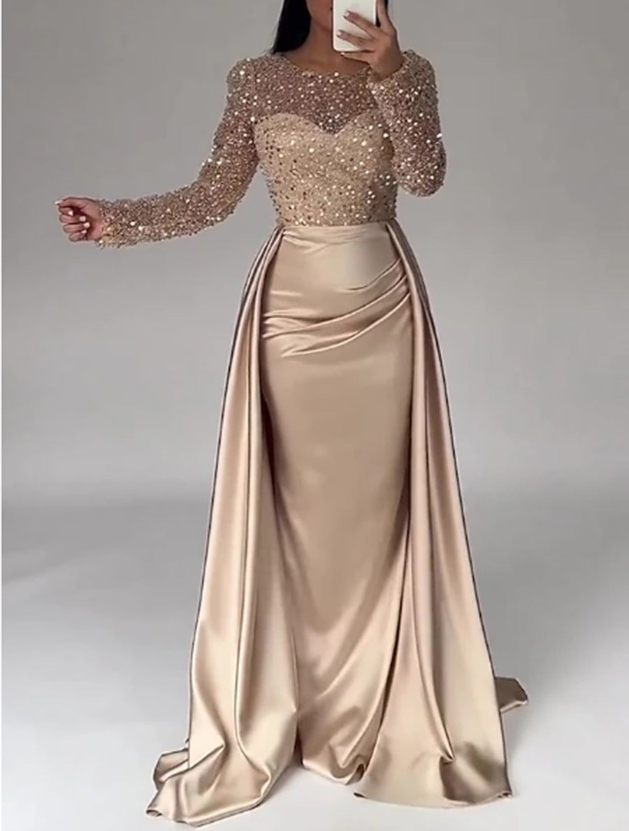 Damen Elegantes Abendkleid mit Glitzerdetails und fließendem Stoff R&B