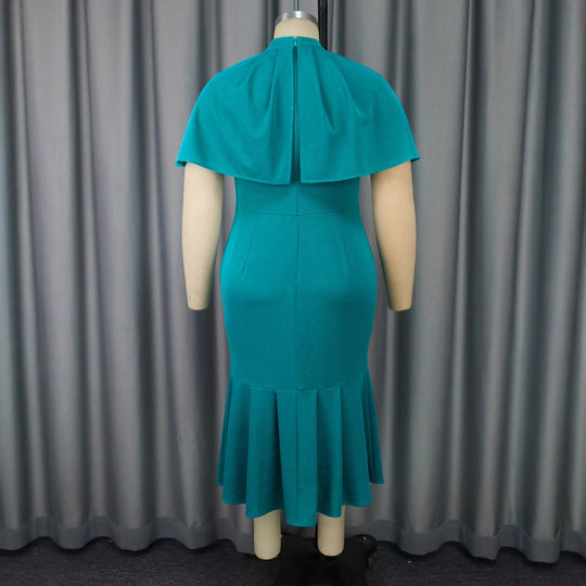 Damen elegantes Abendkleid mit schickem Cape und figurbetonter Silhouette R&B