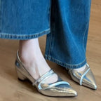Damen elegante spitze Pumps mit komfortablem Blockabsatz R&B