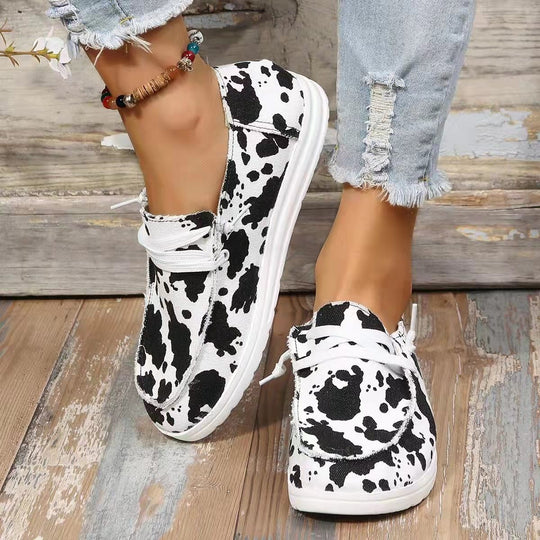 Damen modische Slip-On Sneakers mit tierischem Muster R&B