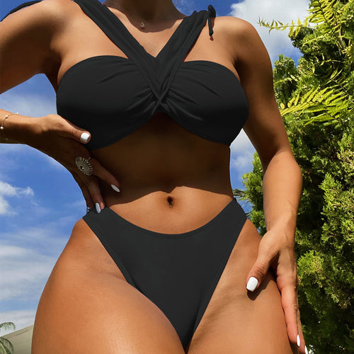Damen Bandeau-Bikini mit verstellbaren Trägern und elegantem Twist-Design R&B