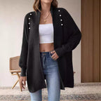 Damen Strickjacke mit dekorativen Knopfdetails und offenem Schnitt R&B