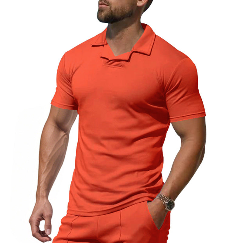 Herren Kurzarm Polo-Shirt mit modernem Stehkragen und atmungsaktivem Material R&B