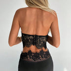 Damen Elegantes Spitzenoberteil mit hochgeschlossenem Design R&B