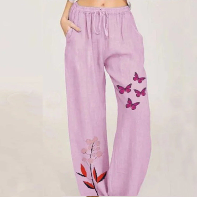 Damen weite Sommerhose mit buntem floralem Druck R&B