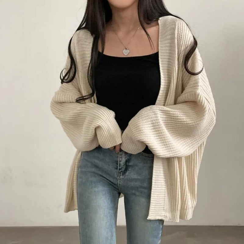 Damen Übergröße Strickjacke mit weit geschnittenen Ärmeln und strukturierter Textur R&B