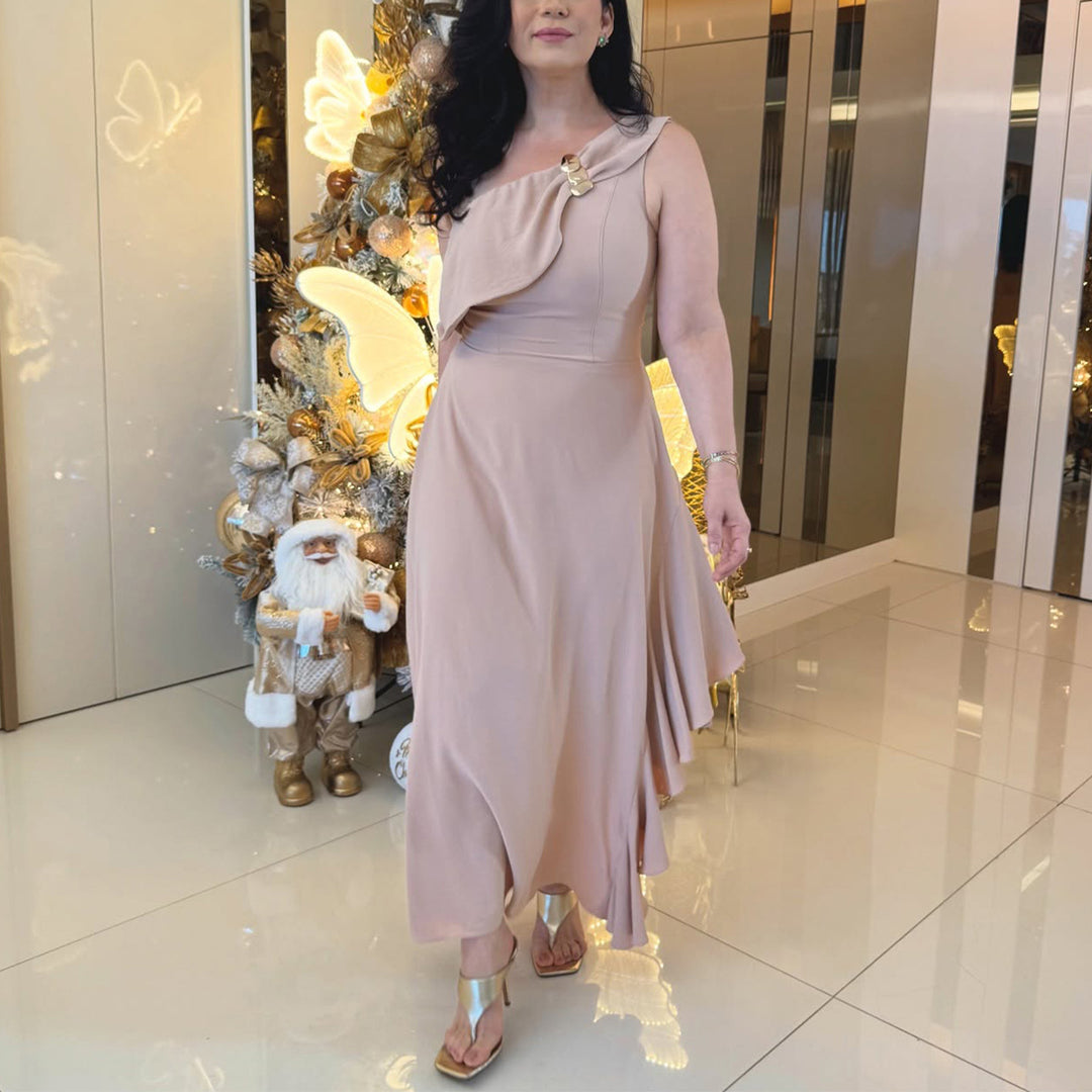Damen Maxikleid mit eleganter Raffung R&B