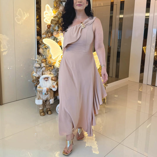 Damen Maxikleid mit eleganter Raffung R&B