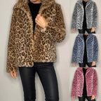 Damen kuschelige Leopardenfell Jacke R&B