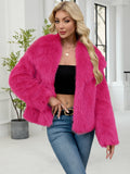 Damen Flauschige Kunstpelzjacke mit oversized Schnitt und voluminösen Ärmeln R&B