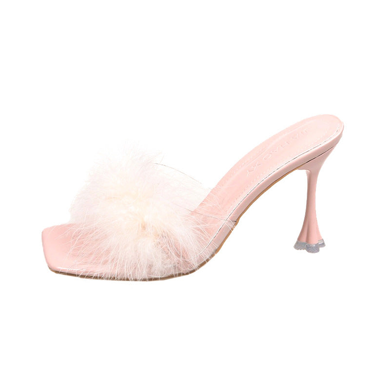 Damen trendige Slippers mit flauschigem Detail R&B